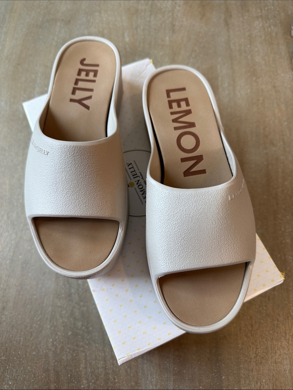Lemon Jelly Warm Grey Platform Slide Sandals for Women